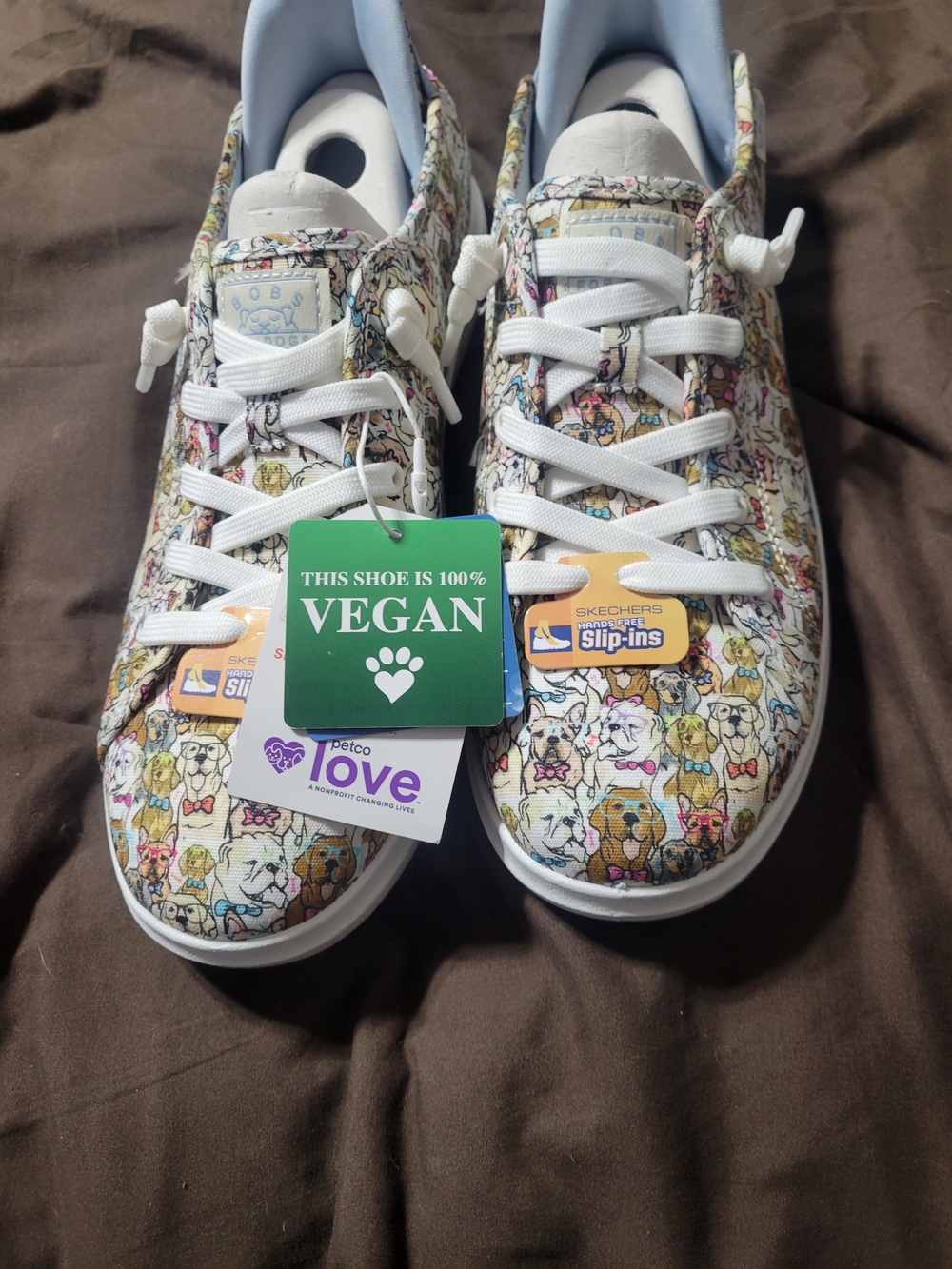 BOBS from Skechers Dog Print Slip-On Sneakers - White Multi - Picture 2 of 3